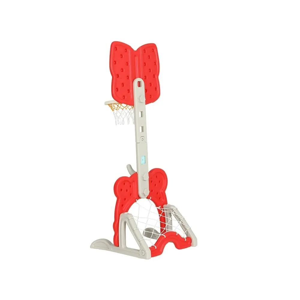 Keezi Kids Basketball Hoop Stand Adjustable 5-in-1 Sports Center Toys Set Red