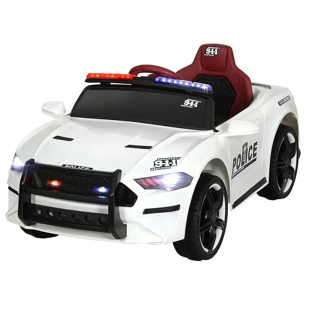 Rigo Kids Ride On Car Electric Patrol Police Cars Battery Powered Toys 12V White