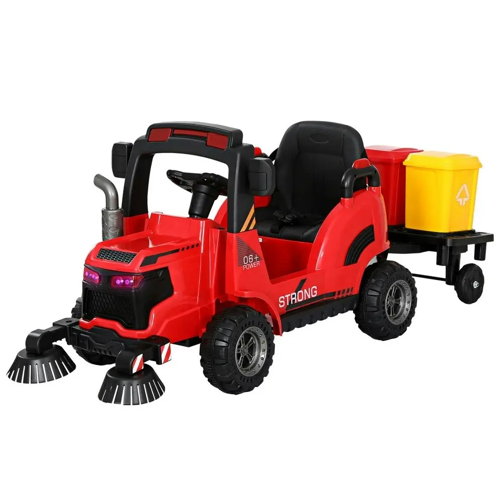 Rigo Kids Electric Ride On Car Street Sweeper Truck Toy Cars Remote 12V Red