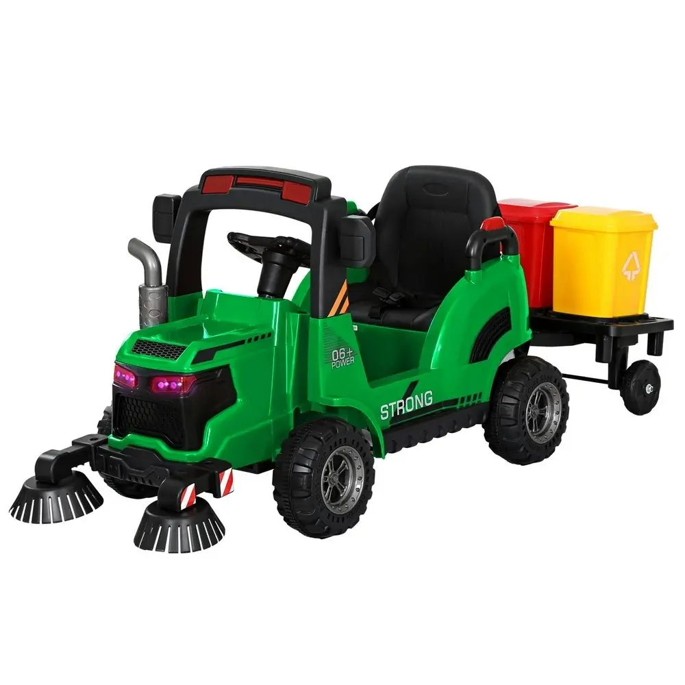 Rigo Kids Electric Ride On Car Street Sweeper Truck Toy Cars Remote 12V Green