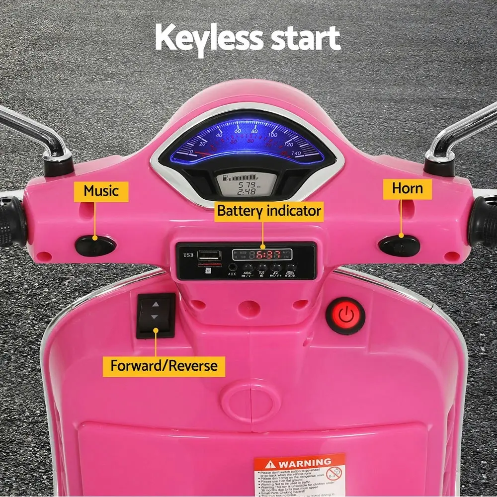 Kids Electric Ride On Car Motorcycle Motorbike Vespa Licensed GTS Pink