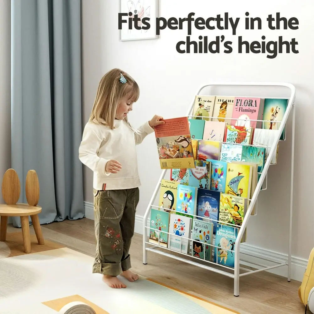 Keezi 6 Tiers Kids Bookshelf Magazine Rack Bookcase Organiser Foldable