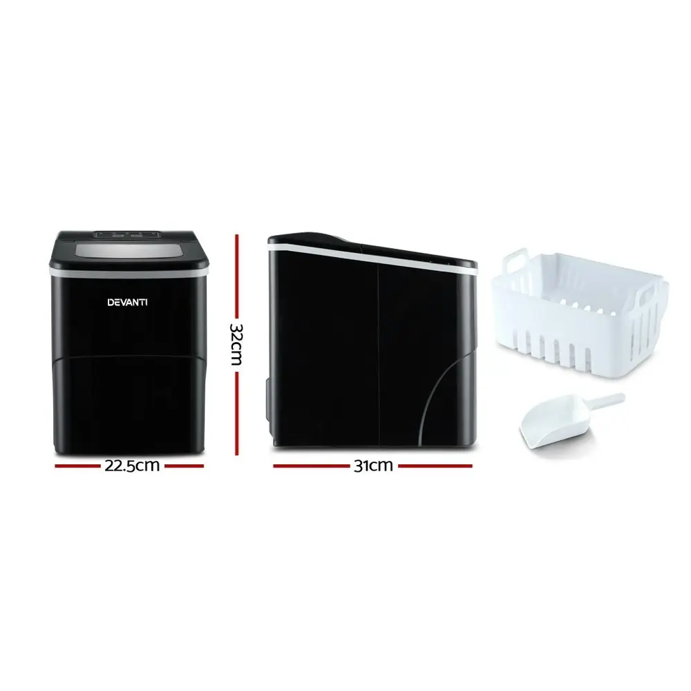 Devanti Portable Ice Maker Commercial Machine Ice Cube 2L Bar Countertop Black