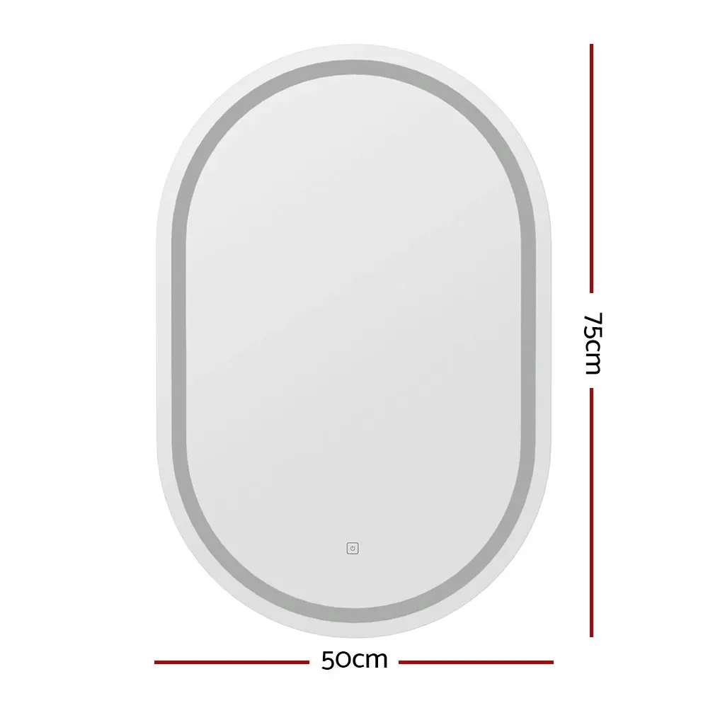 Embellir LED Wall Mirror With Light 50X75CM Bathroom Decor Oval Mirrors Vanity