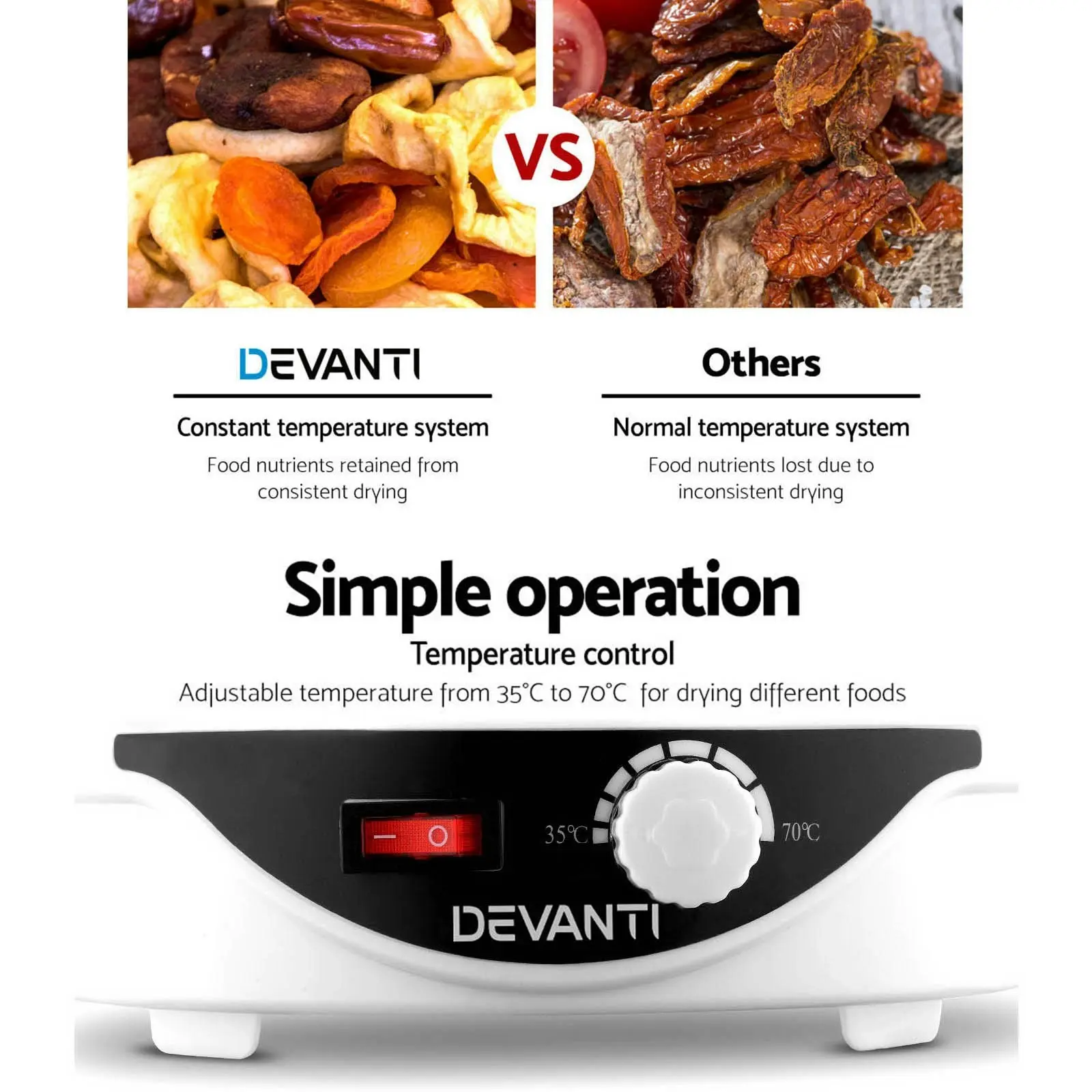 Devanti 5 Trays Food Dehydrator White