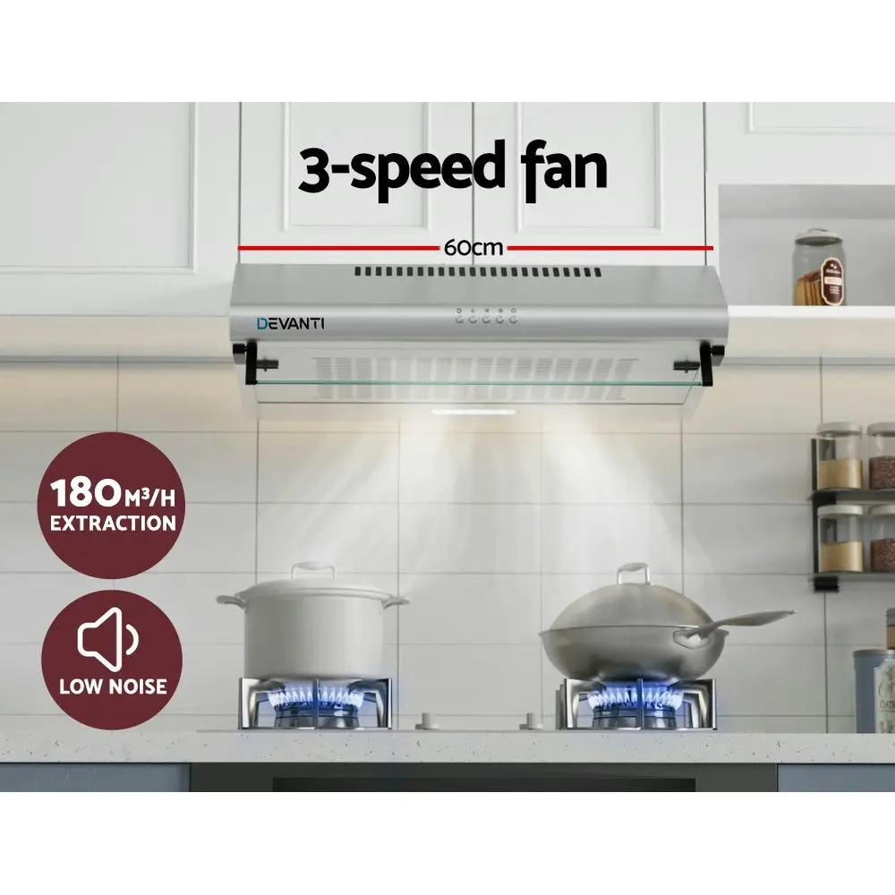 Devanti 600mm Range Hood 60cm Rangehood Stainless Steel