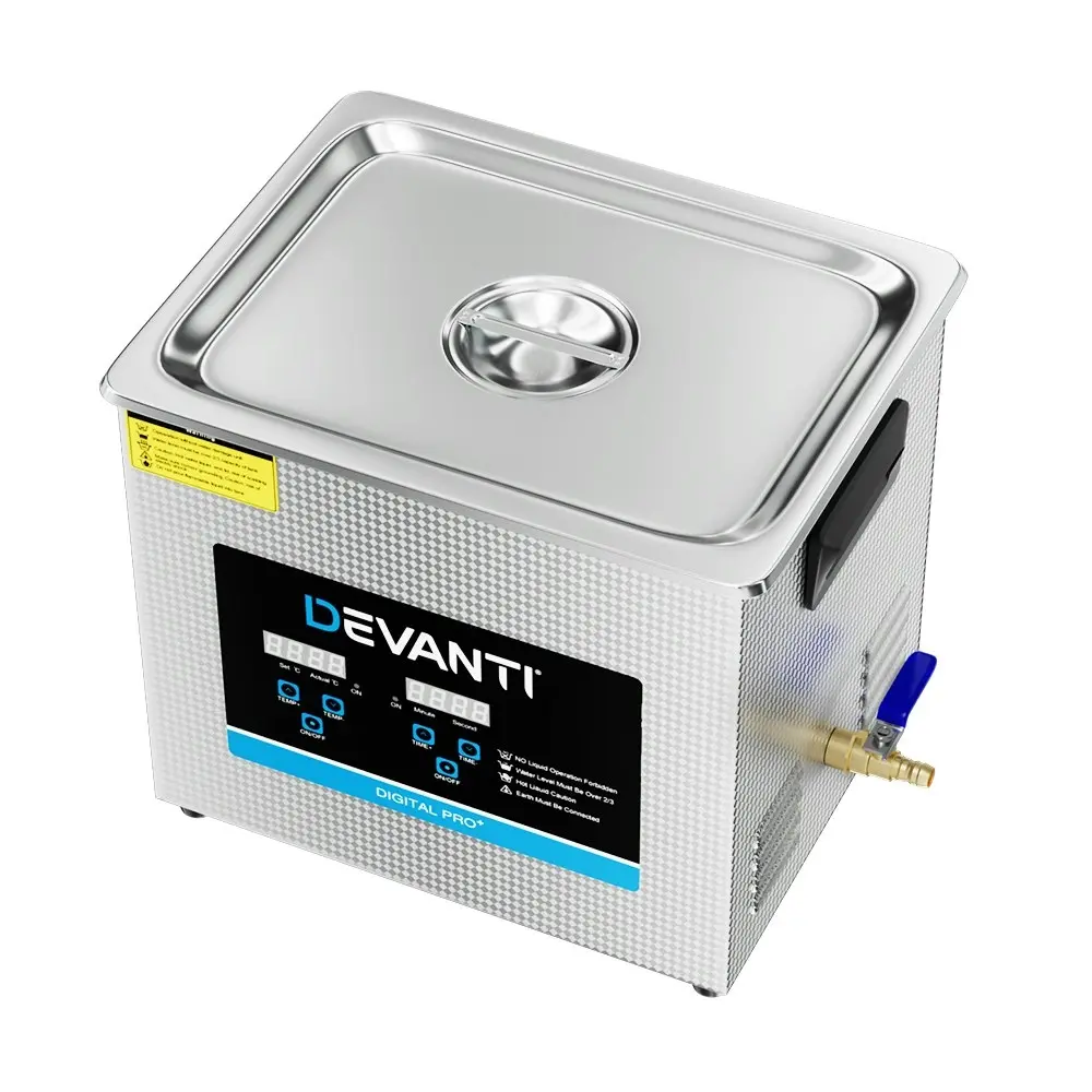 Devanti 10L Ultrasonic Cleaner Heater Cleaning Machine Timer Industrial 240W