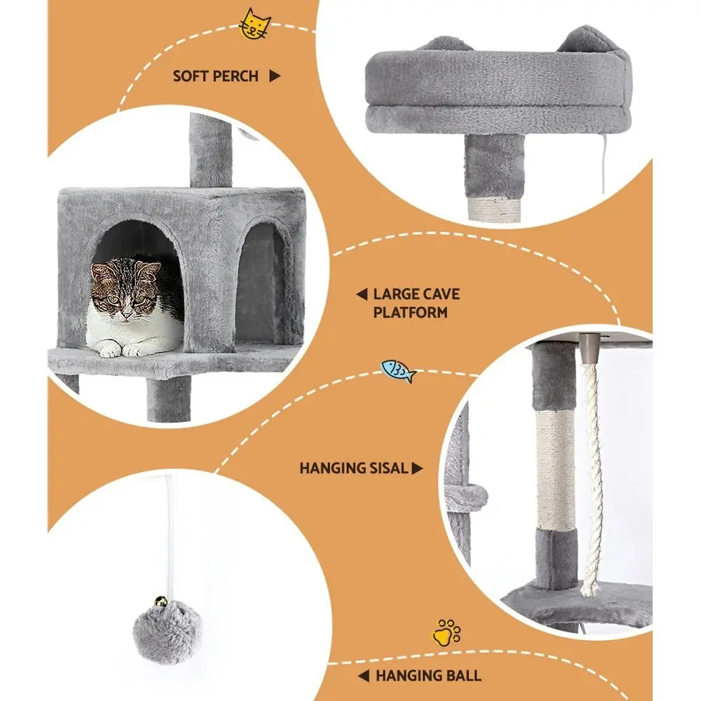 i.Pet Cat Tree 161cm Tower Scratching Post Scratcher Trees Condo House Grey