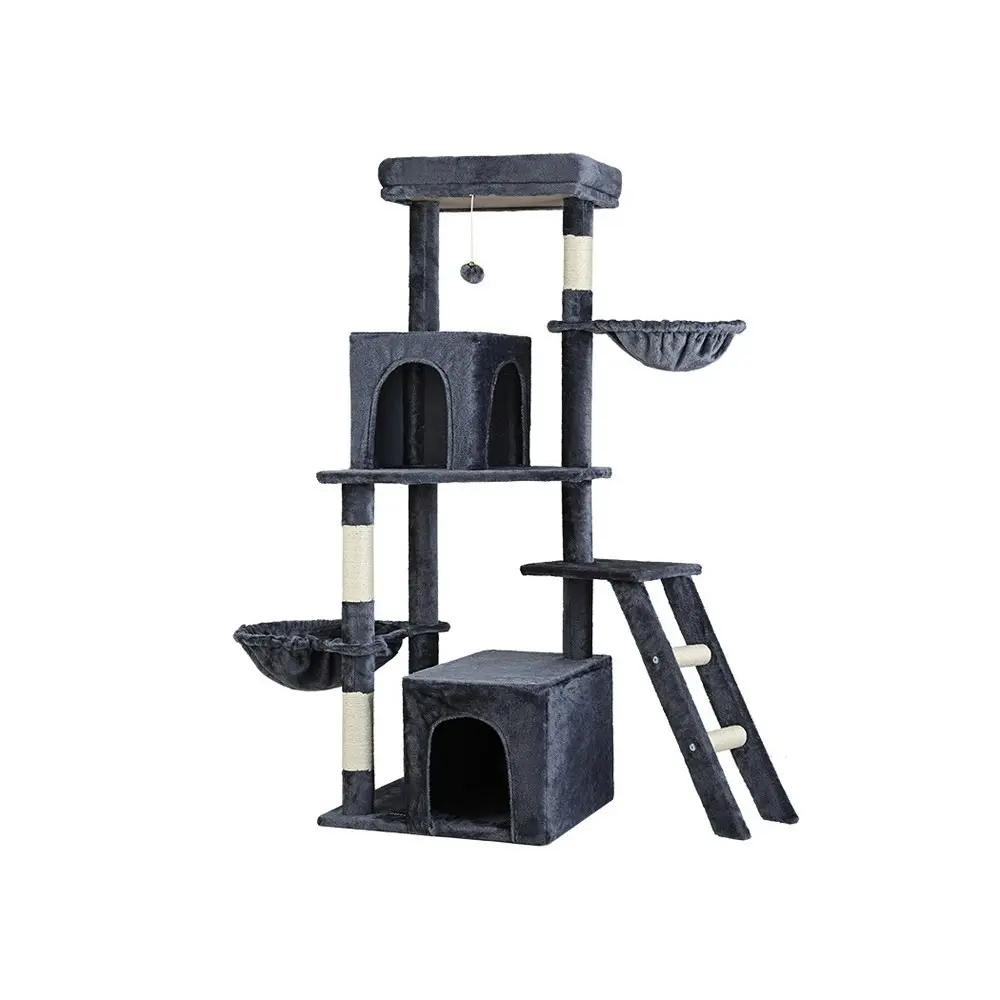 i.Pet Cat Tree 138cm Tower Scratching Post Scratcher Trees Condo House Grey