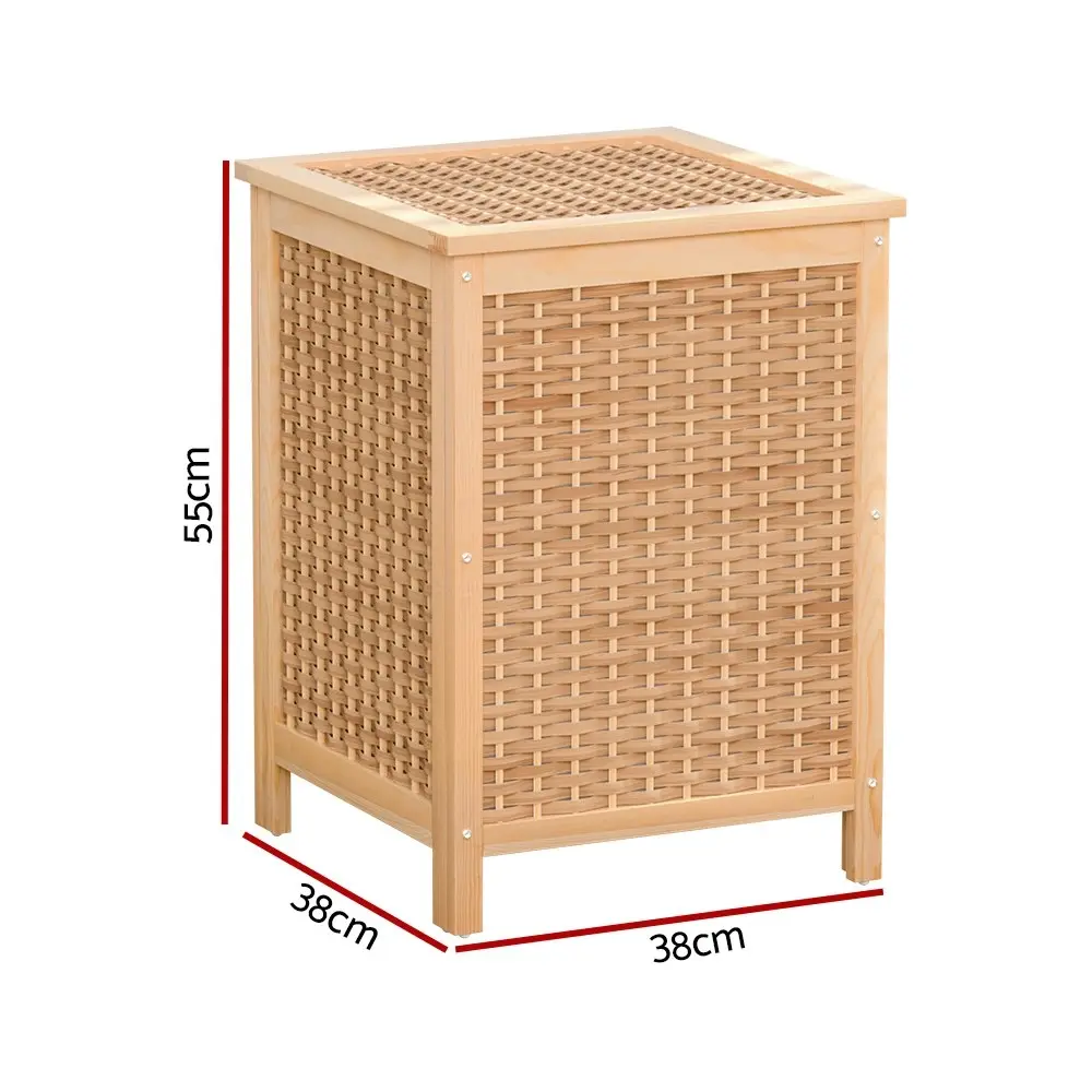 Artiss Laundry Hamper Wooden Bathroom Storage Cabinet