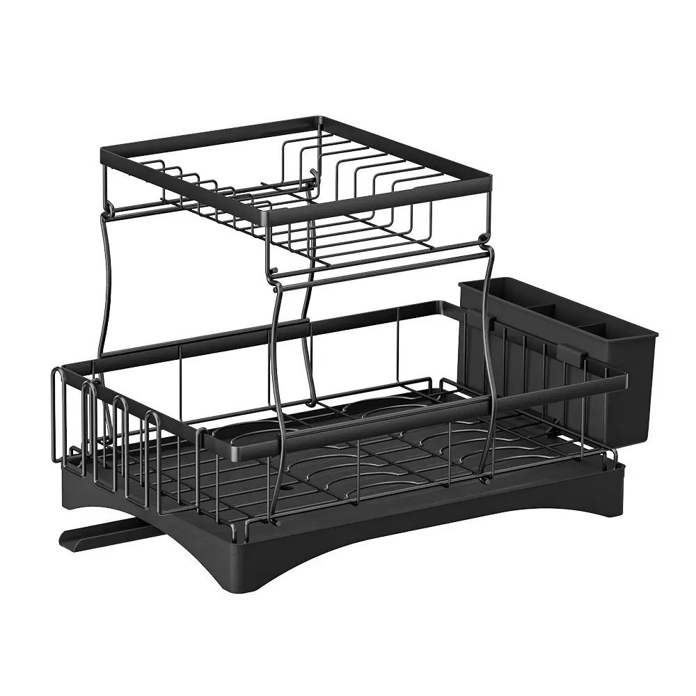 Cefito Dish Rack 2 Tiers Expandable - Black