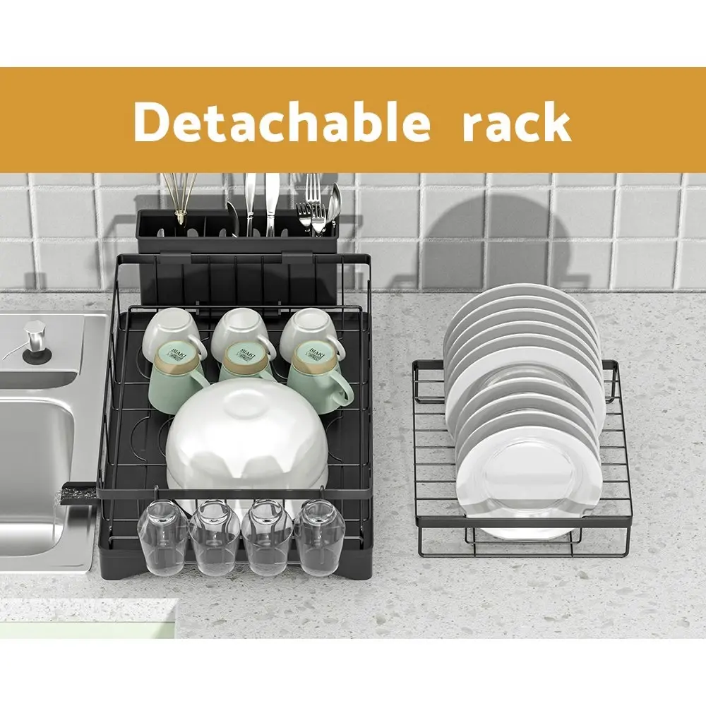 Cefito Dish Rack 2 Tiers Expandable - Black