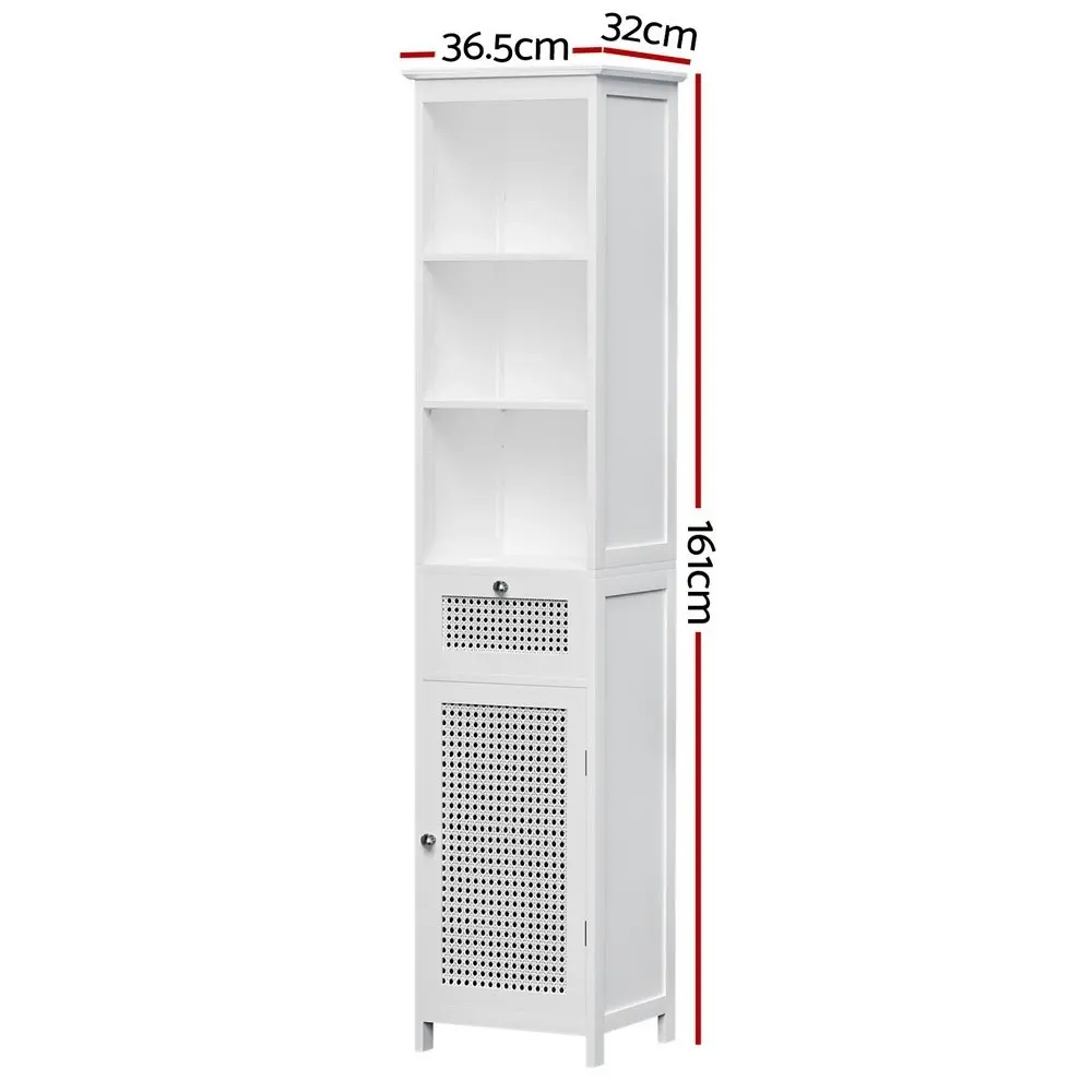 Artiss Bathroom Cabinet Storage 161cm White Rattan