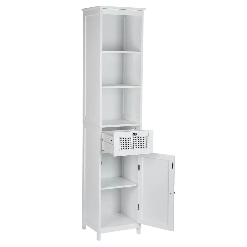 Artiss Bathroom Cabinet Storage 161cm White Rattan