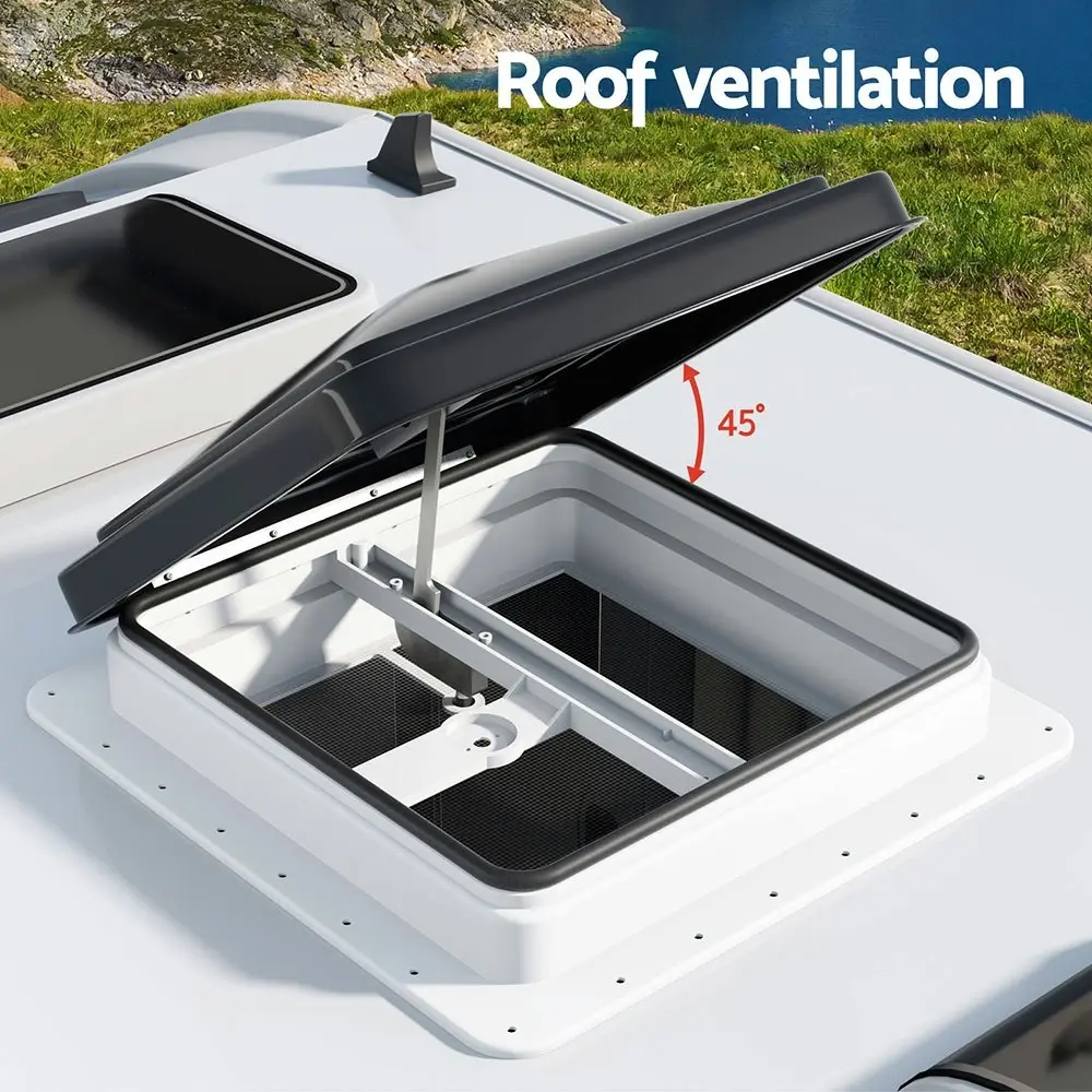 Weisshorn Caravan Roof Vent Hatch RV Skylight Motorhome Camper 350x350mm Black