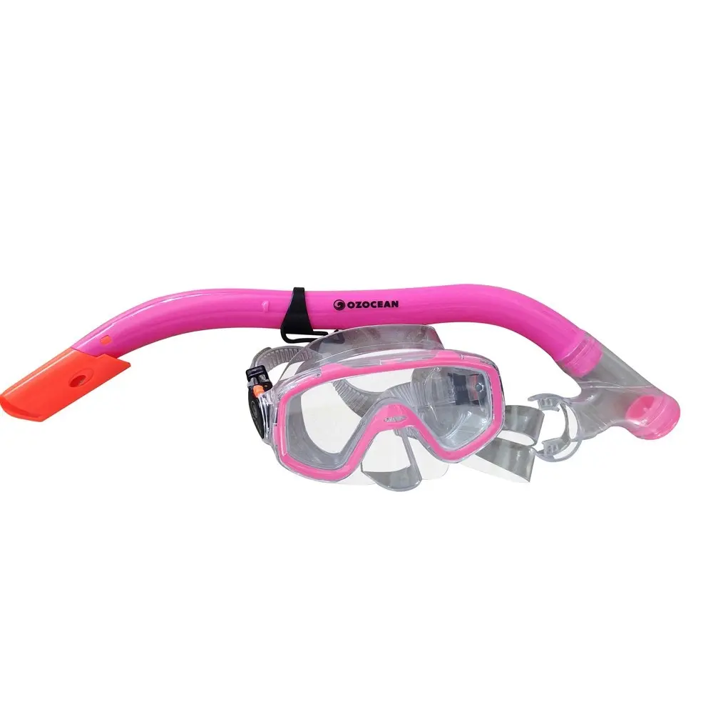 2pc Oz Ocean Shelly Kids Swimming Adjustable Goggles Mask & Snorkel Set Pink