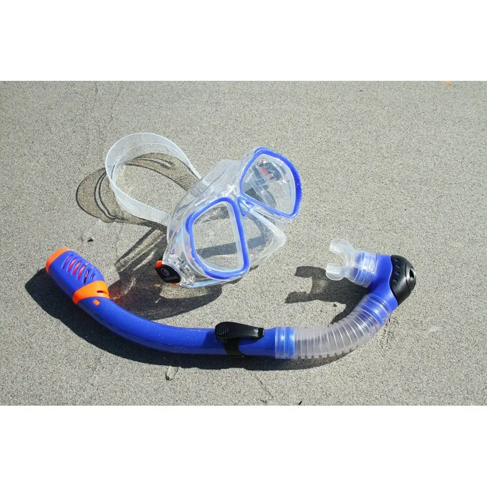 2pc Oz Ocean Ningaloo Kids Adjustable Swimming Mask Goggles & Snorkel Set Blue