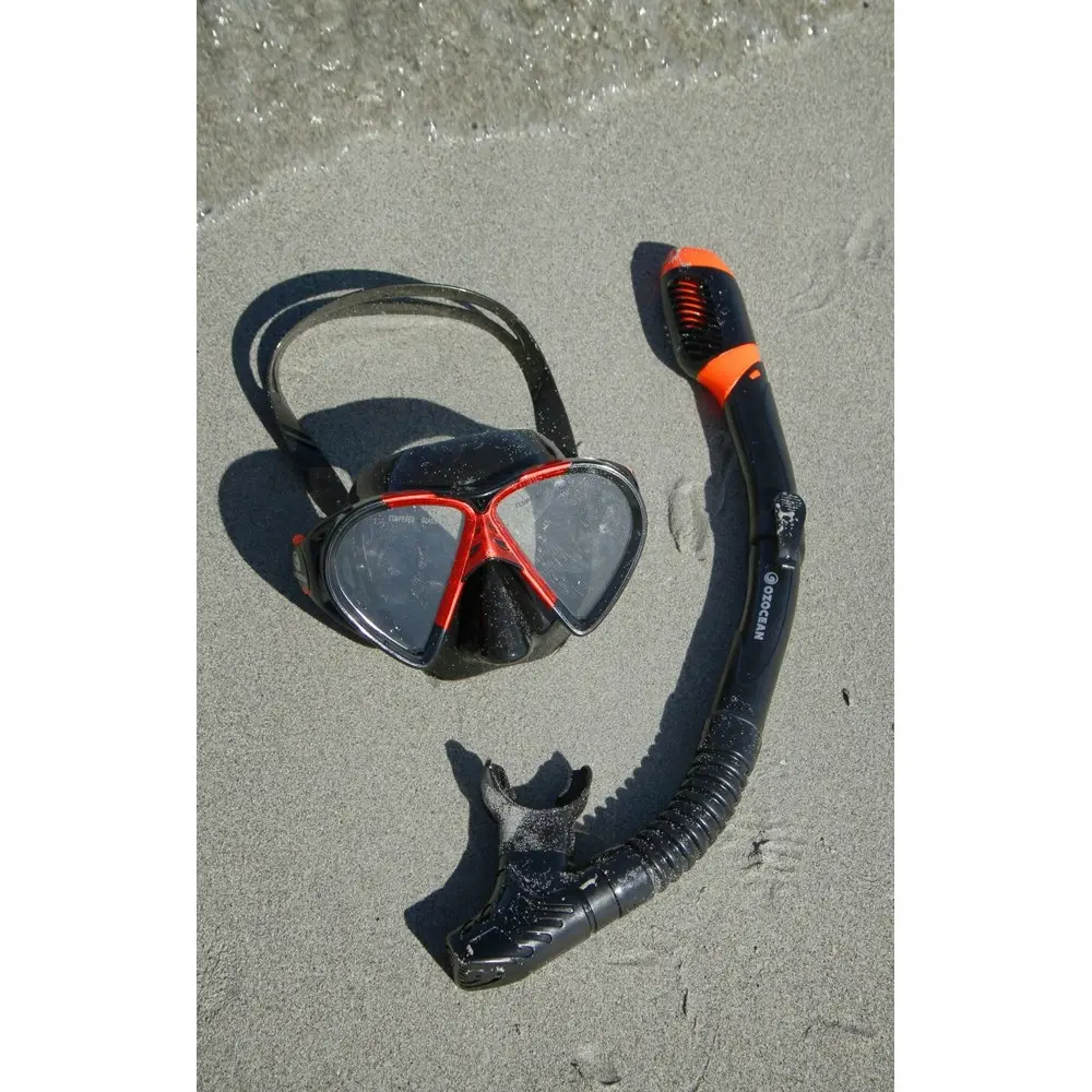 2pc Oz Ocean Hayman Adults Swimming Beach Goggles Mask & Snorkel Set Red/Black