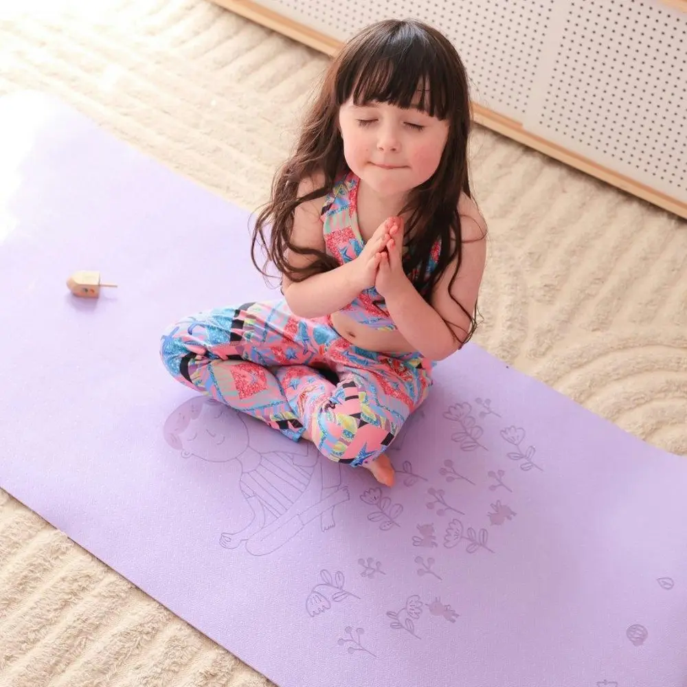 Yogi Fun Kids 150x61cm Yoga Deluxe Eco Rectangle Mat Floor Gym Pad 4y+ Turquoise