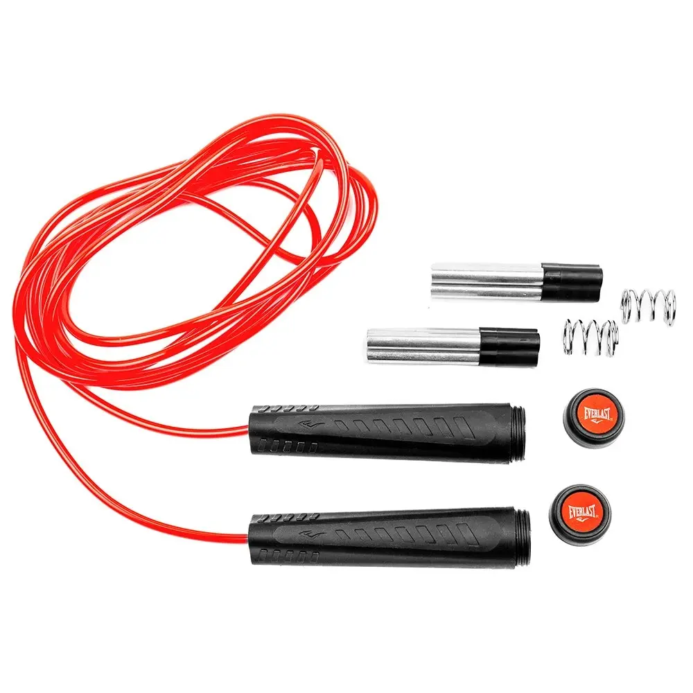 Everlast Speed Training Adjustable Weighted Skipping Cable 3m Jump Rope BLK/Red