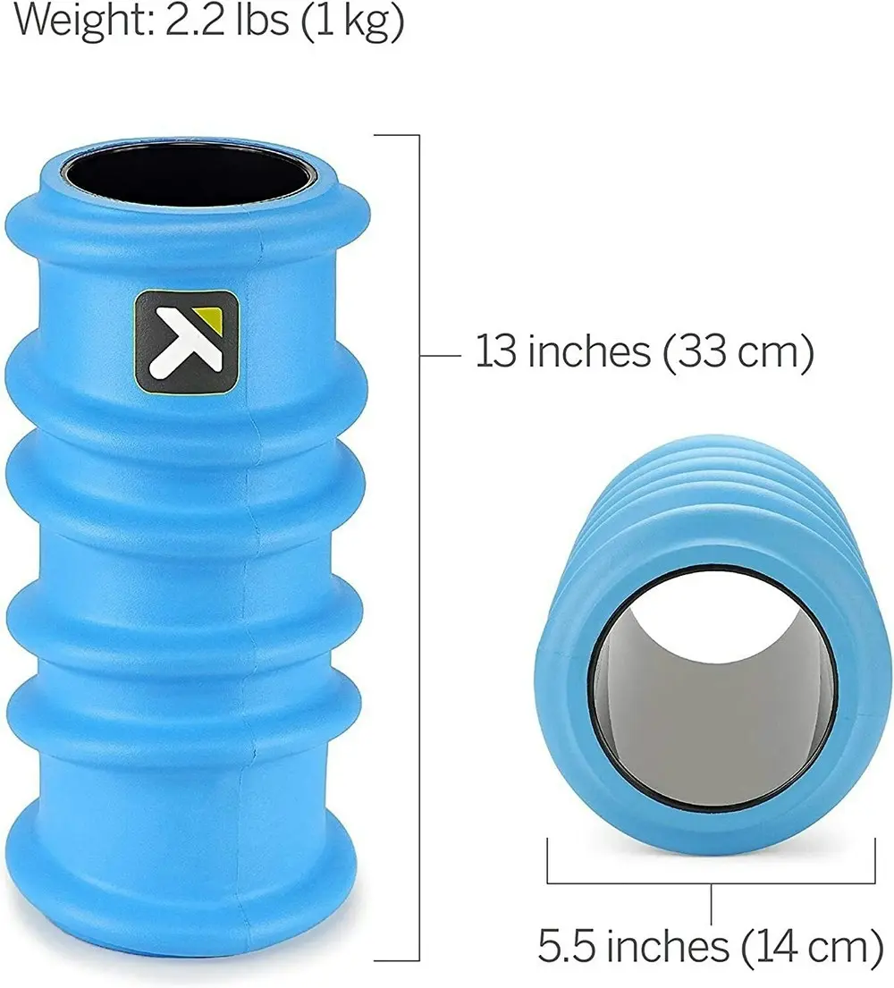 TriggerPoint CHARGE Foam Massaging Exercise Gym Workout Roller Size 13in BLUE