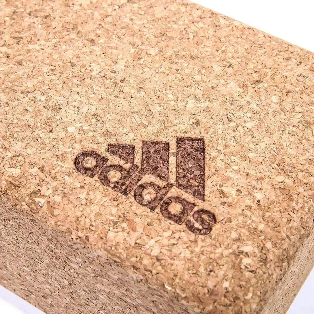 Adidas Cork Yoga Block Sport Fitness Gym/Home Workout Prop Exercise Brick Brown