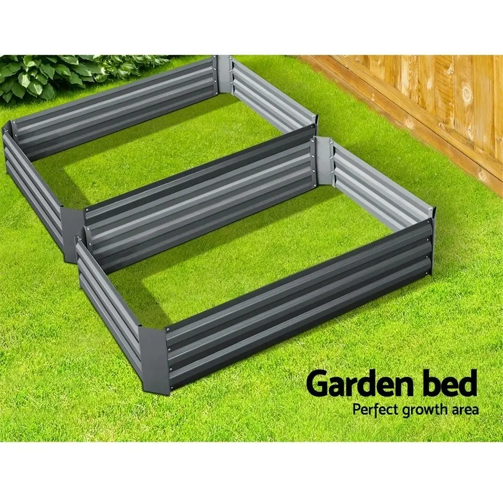 Green Fingers 2x Garden Bed 120x90cm Planter Box Raised Container Galvanised Herb