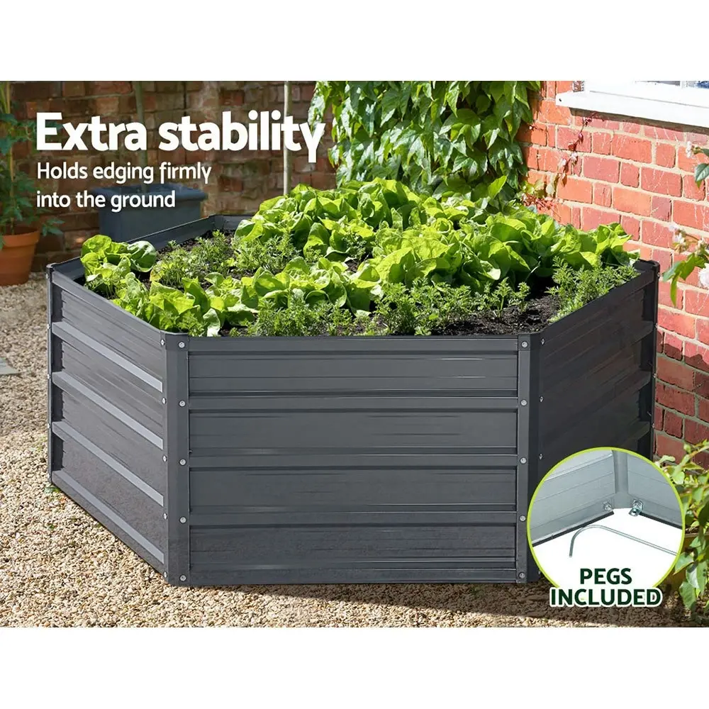 Green Fingers 2x Garden Bed 130x130x46cm Planter Box Raised Container Galvanised