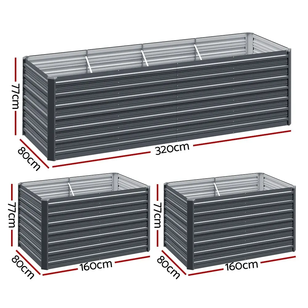 Green Fingers Garden Bed 320x80x77cm Planter Box Raised Container Galvanised Herb