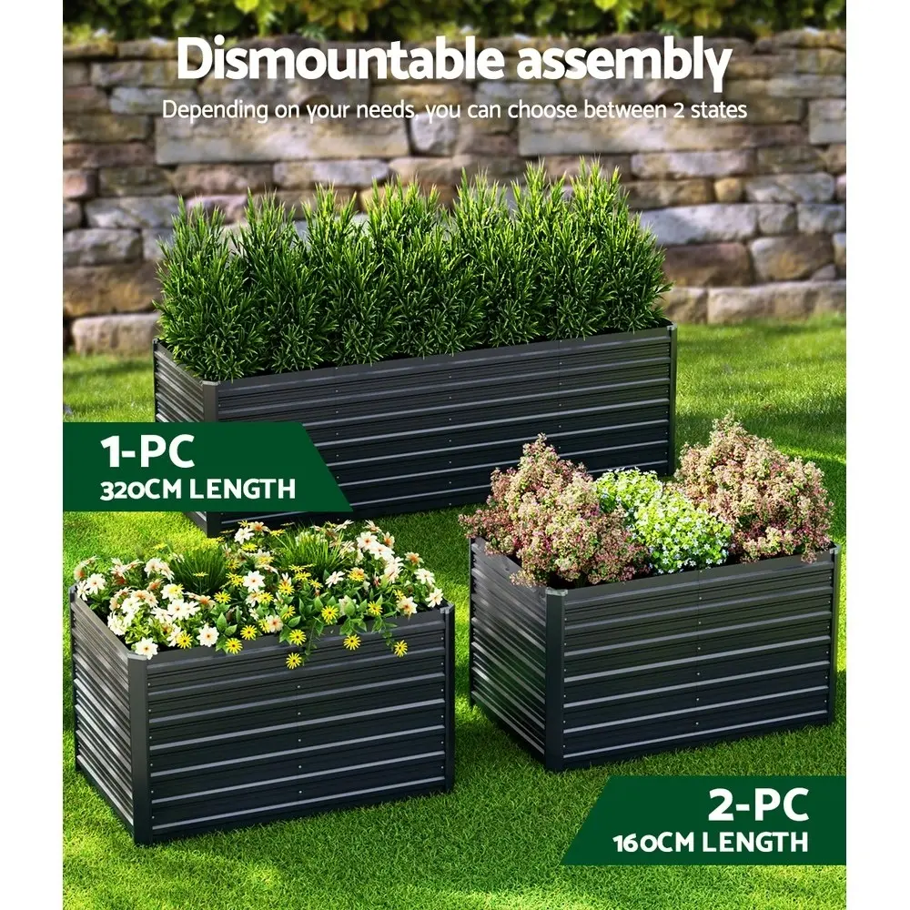 Green Fingers Garden Bed 320x80x77cm Planter Box Raised Container Galvanised Herb