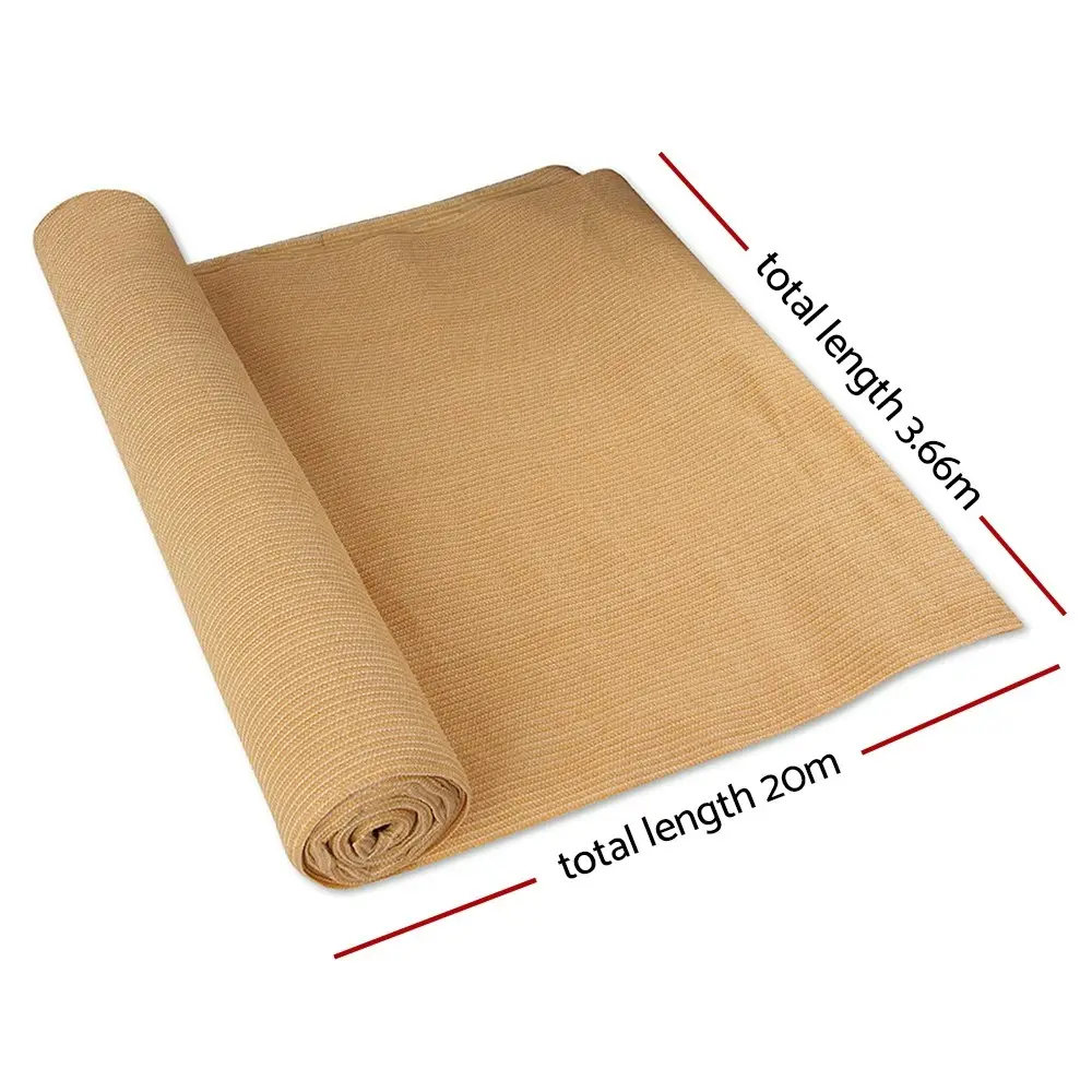 Instahut 50% Shade Cloth 3.66x20m Shadecloth Sail Heavy Duty Beige