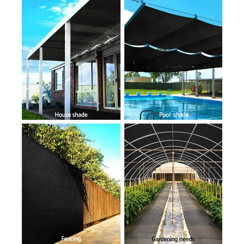 Instahut 90% Shade Cloth 3.66x30m Shadecloth Sail Heavy Duty Black