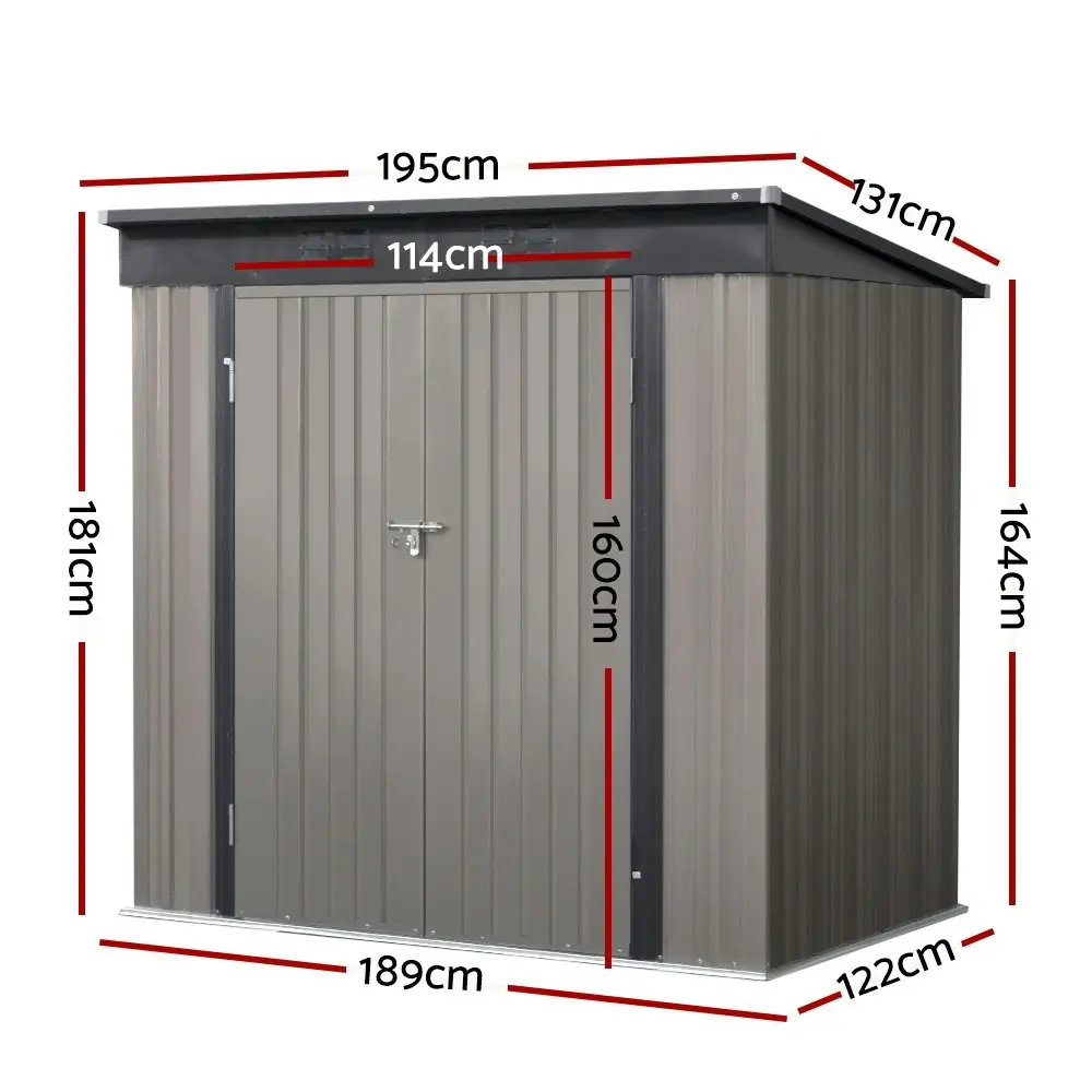 Giantz Garden Shed 1.95x1.31M Sheds Outdoor Storage Steel Workshop House Tool Double Door