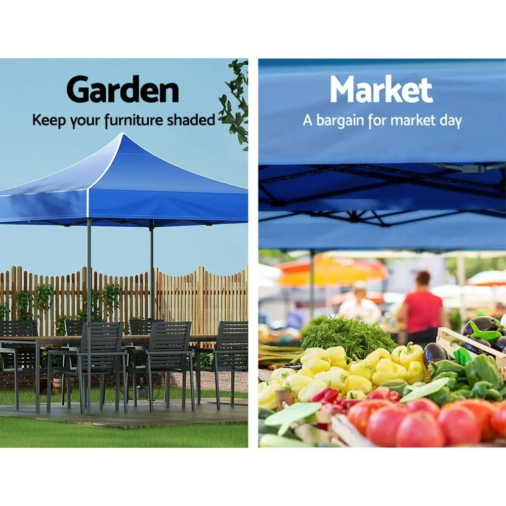 Instahut Gazebo Pop Up Marquee 3x3m Folding Tent Wedding Outdoor Camping Canopy Gazebos Shade Blue