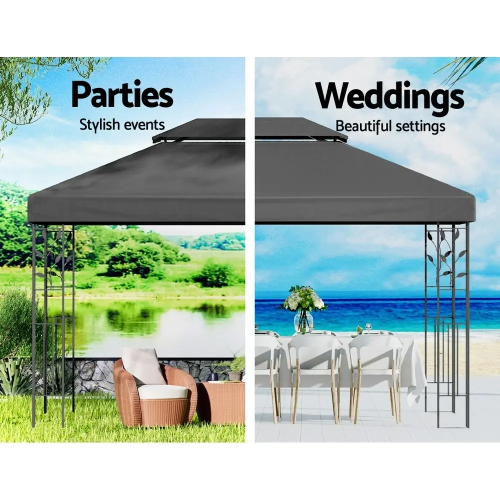 Instahut Gazebo 4x3m Marquee Outdoor Wedding Party Event Tent Home Iron Art Shade Grey