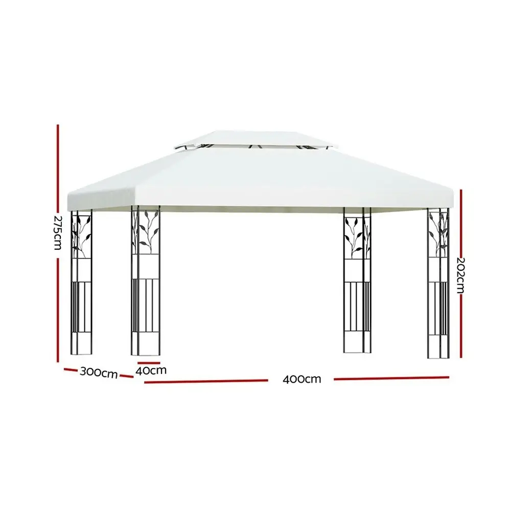 Instahut Gazebo 4x3m Marquee Outdoor Wedding Party Event Tent Home Iron Art Shade White