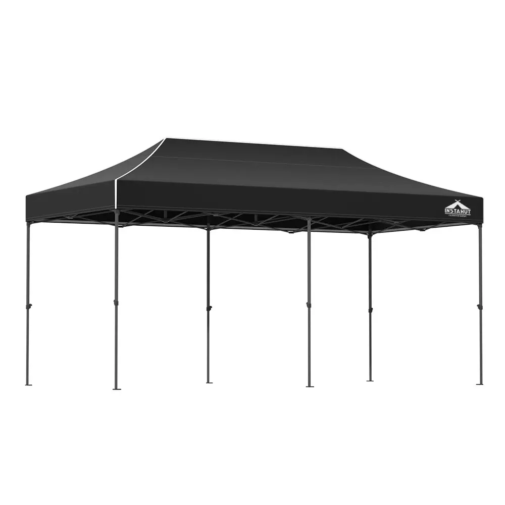 Instahut Gazebo Pop Up 3x6m w/Base Podx4 Marquee Folding Outdoor Wedding Camping Tent Shade Canopy Black