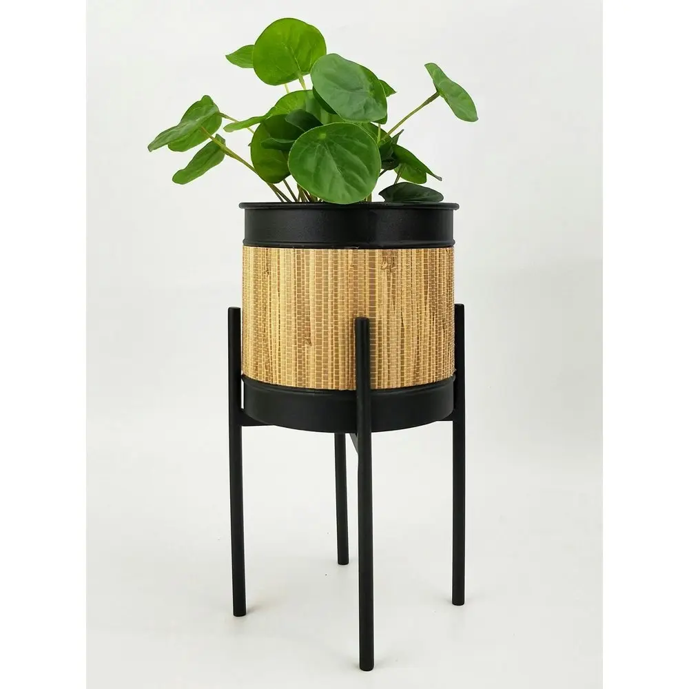 2pc Urban Gabe 25.5/30cm Metal Planter w/ Legs Flower/Plant Pot Home Decor Black