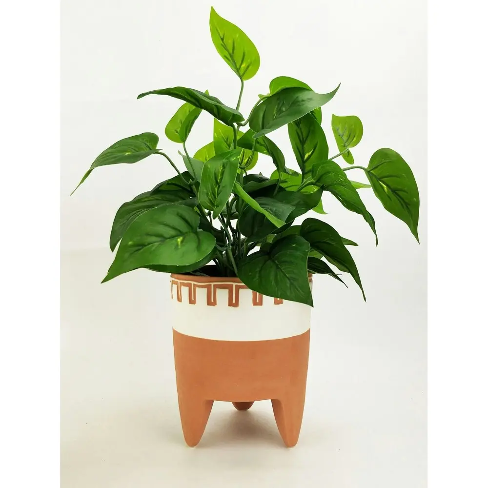 4x Urban Kendall 18cm Ceramic Planter w/Legs Flower/Plant Pot Large Orange/White