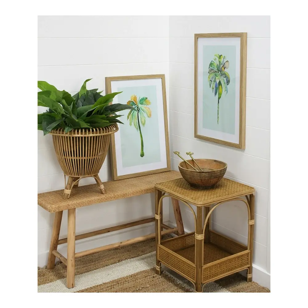 2pc Rattan/MDF Havana 38cm/46cm Planter Home Decor Plant Stand Holder Set Brown