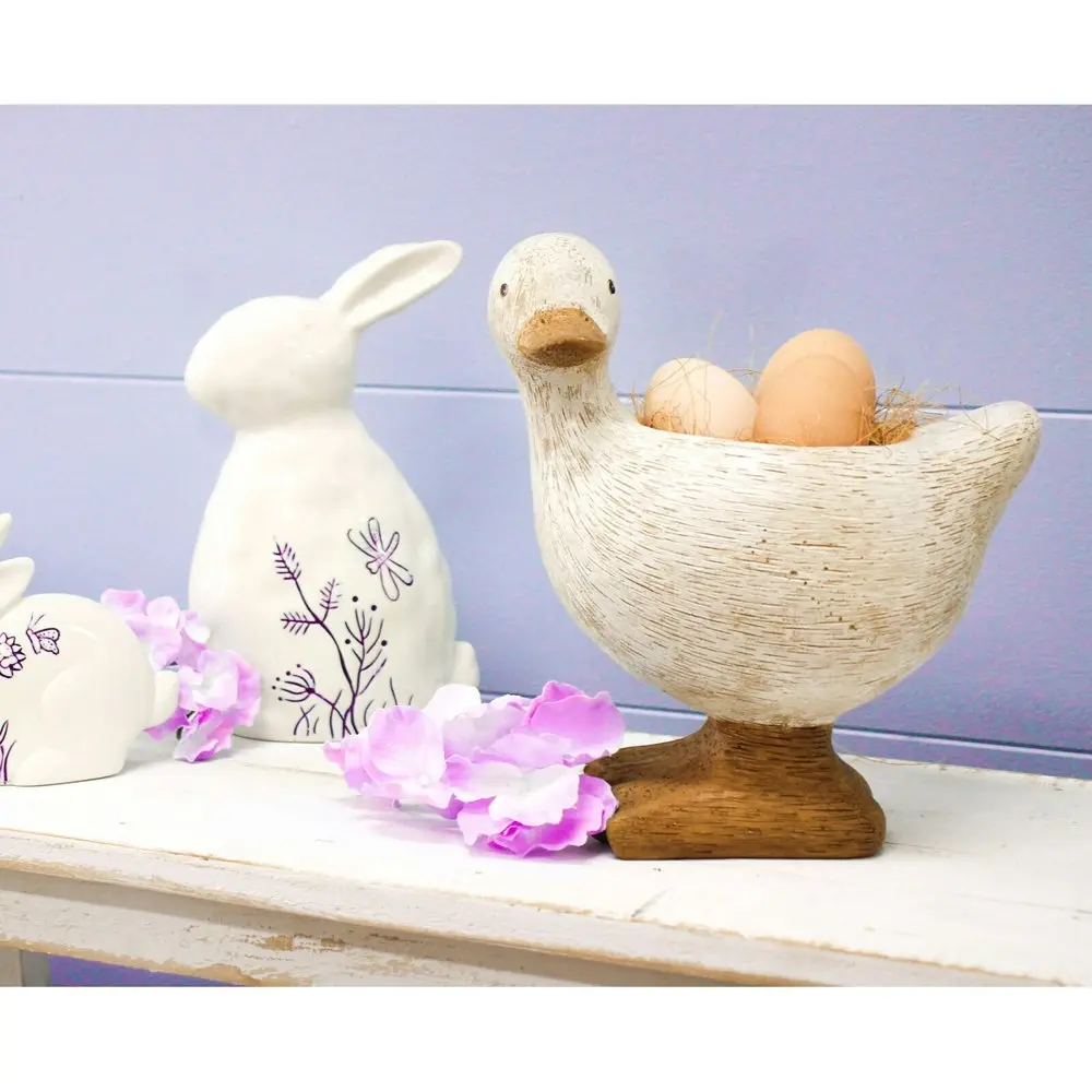 Resin 22.5cm Duck Planter Interior Home Decorative Figurine Ornament Holder