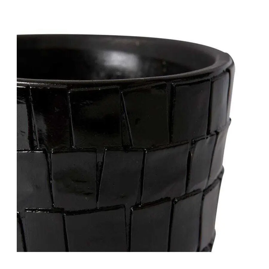 E Style Peyton 18cm Cement Plant Pot Home Decorative Planter Round Black