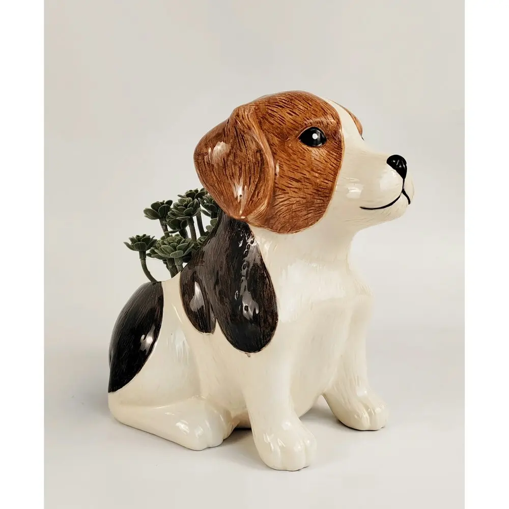 Urban 19.5cm Ceramic Cute Beagle Planter Plant Pot Home/Garden Decor White/Brown