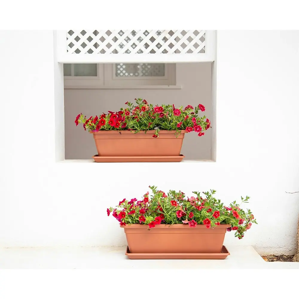 2x Artevasi Venezia 50x16.3cm Plastic Indoor/Outdoor Planter Box Terracotta