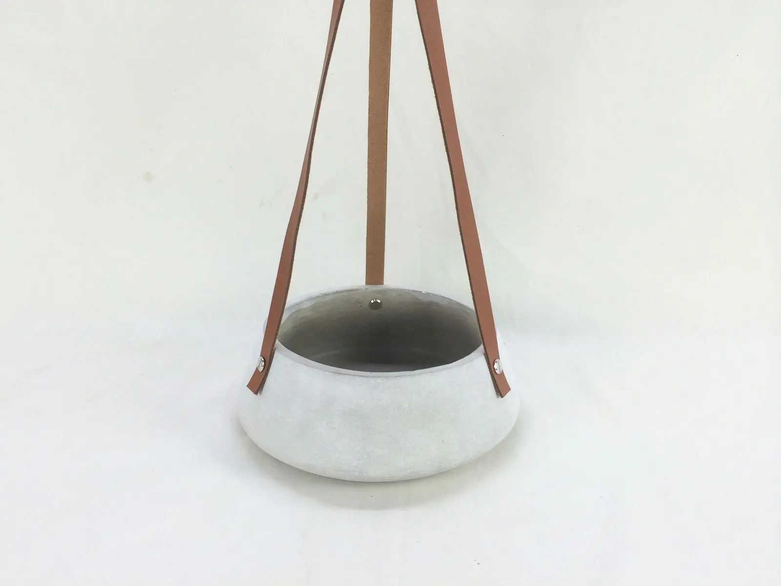 Maine & Crawford 20x8cm Lucee Concrete Hanging Pot w/ Leather Strap Decor Grey