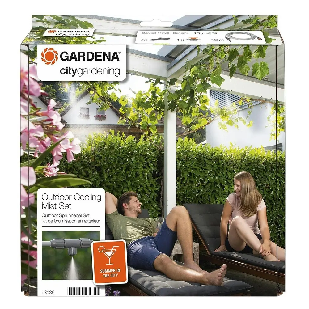 Gardena 13135-20 Cooling Mist Outdoor Water Sprayer Area Cooling Garden Set