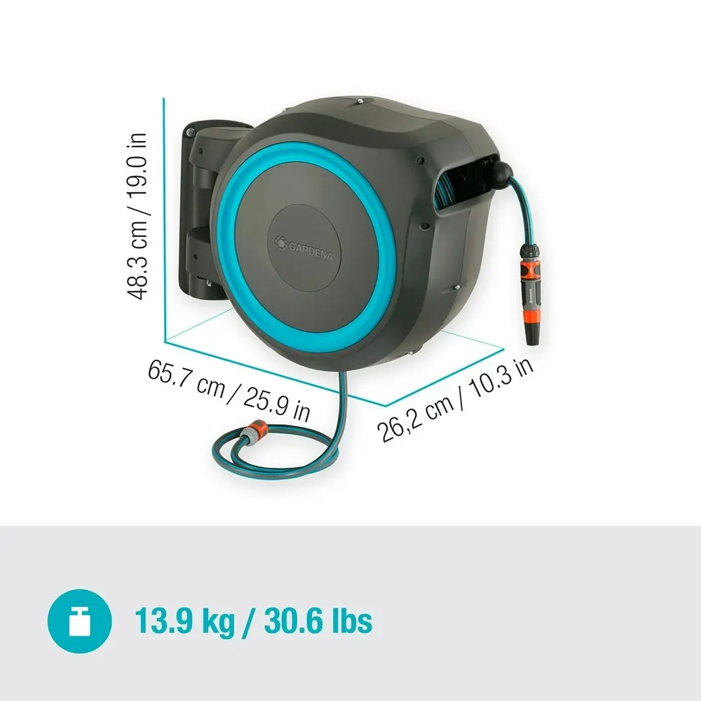 Gardena 18630-20 Wall Mounted Hose Box 35m Rollup Automatic Retracting Set