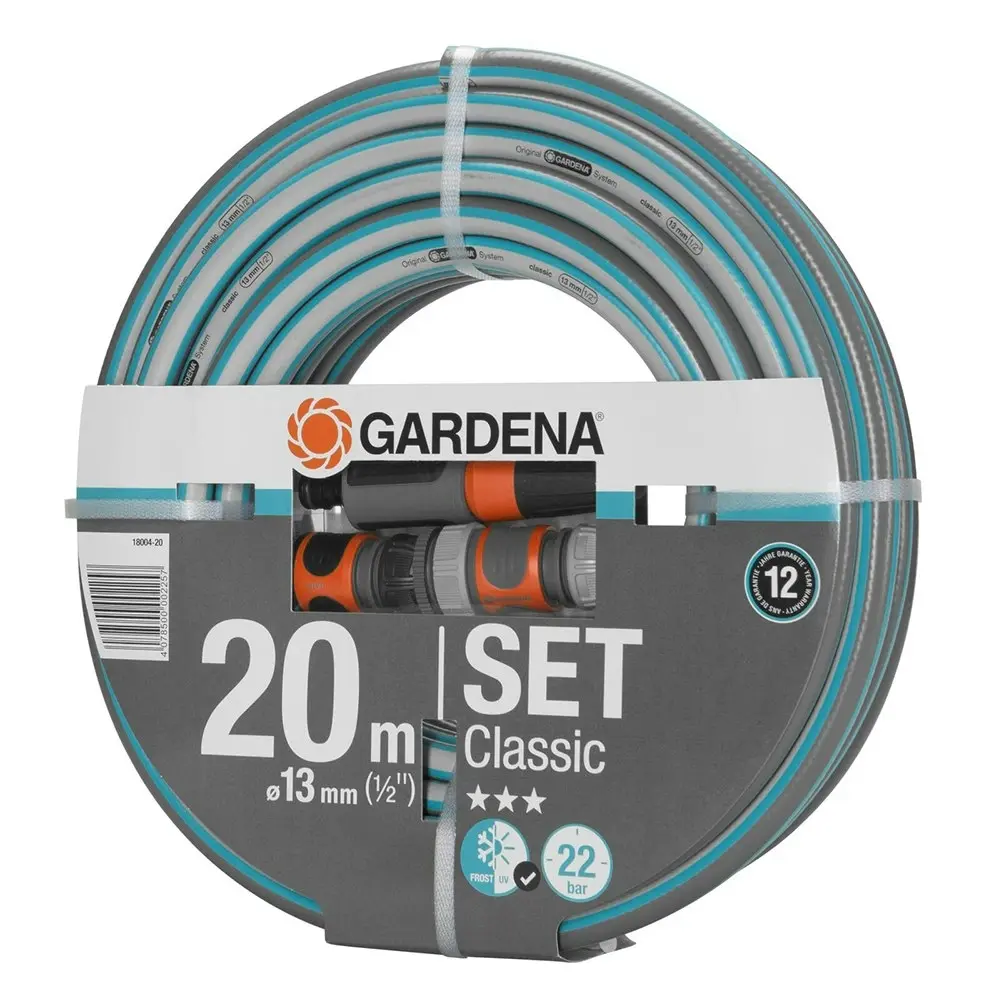 Gardena 18004-20 Classic Frost/UV Resistant Garden Watering Hose Set 13mm x 20m