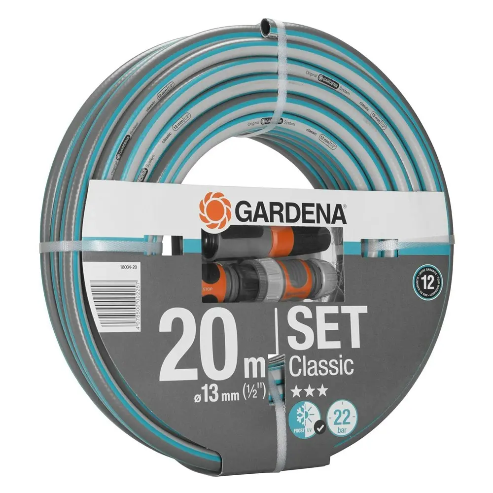 Gardena 18004-20 Classic Frost/UV Resistant Garden Watering Hose Set 13mm x 20m