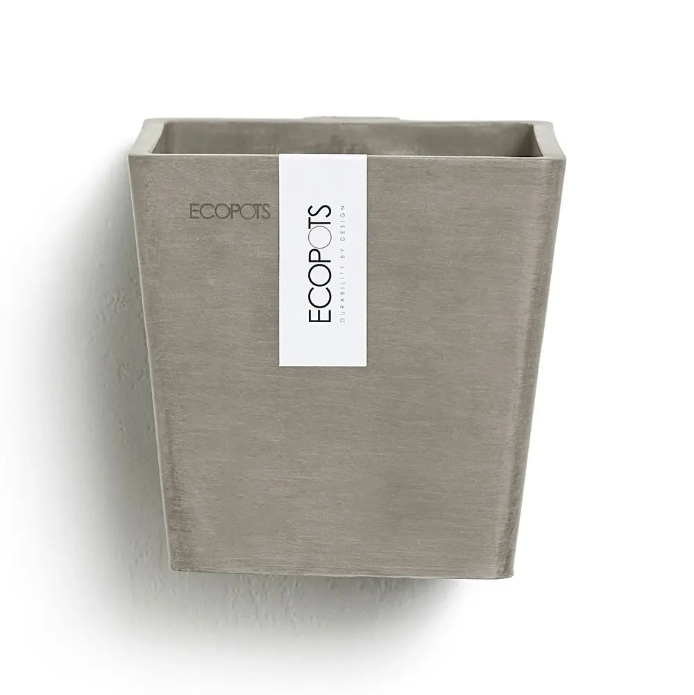 EcoPots Manhattan Wall Mountable Indoor/Outdoor Plant Pot S 15x14.5cm Taupe